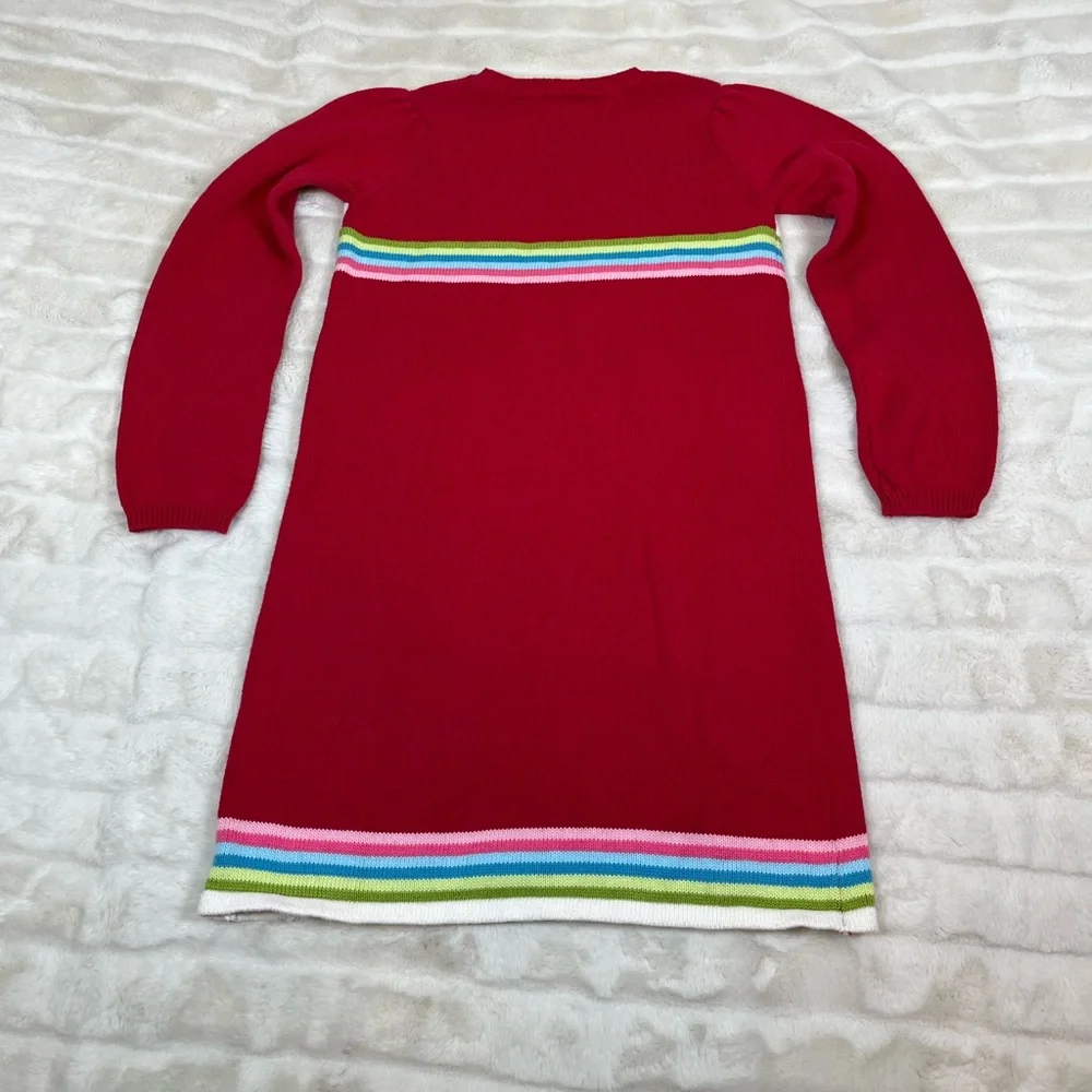 Gymboree Fall Winter Girls 8 Red Floral Sweater Dress School Casual Preppy City